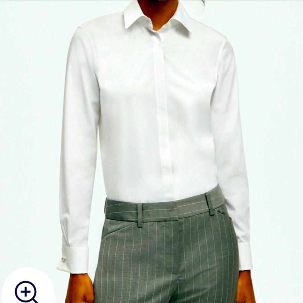 White classic, Fitted Stretch Supima® Cotton Non-Iron Shirt with French Cuffs